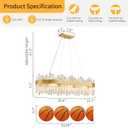 WUZUPS 16-Light Crystal Oval Oval Chandelier Pendant Ceiling Light Modern Lighting Fixture Dangling Rod Design for Bedroom Hallway Bar Kitchen Bathroom, H 9.6" L 35.4" W15.1, E12 Base, Gold