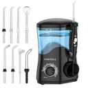 TUREWELL Water Dental Flosser for Teeth/Braces, Water Teeth Cleaner 8 Jet Tips and 10 Pressure Levels, 600ML Large Water Tank Oral Irrigator for Family (Black)