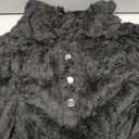 BLENCOT Womens Casual Fall Warm Button Down Collar Sherpa Pullover Sweatshirts Jacket Pockets Fuzzy Fleece Plaid Cable Textured Fluffy Sweatshirt Tops Black L