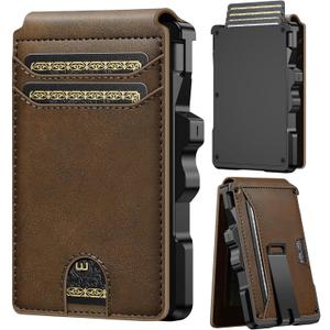 furid Smart Wallet For Men Slim: Rfid Minimalist Pop Up Wallets with Money Clip Metal Credit Card Holder - Gifts for Husband Father at Birthday Anniversary (Oxblood Burgundy)