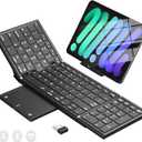 Foldable Bluetooth Keyboard with Touchpad & Number Pad, 3 Devices (2.4G+BTx2) Fold Portable Keyboard, Full Size Key Large Trackpad Wireless Travel Rechargeable Keyboards for Android Windows iOS Tablet