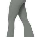 Sunzel Flare Leggings for Women with Pockets, Crossover Yoga Pants with Tummy Control, High Waisted and Wide Leg Side Pockets (Gray)