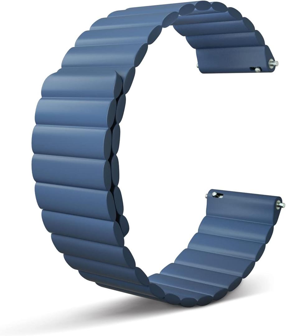 Magnetic Watch Band, Silicone Watch Strap 20mm 22mm Smartwatch Bands, Quick Release Wristband Adjustable Magnetic Closure Women Men Watch Belt Compatible with Galaxy Gear S2 S3 GT2 Fenix 5S Plus (Blue)