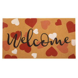 FUND AMLIGHT Valentines Day Welcome Doormat - Outdoor Indoor Entrance Front Doormat Decoration - 1'5" x 2'5" Non Slip Large Indoor Love Heart Welcome Doormats
