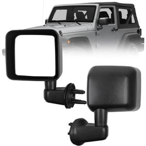 Dasbecan Driver Side Mirror Compatible with 2007-2018 Jeep Wrangler JK Left Side Door Mirrors Manual Folding No-Disturtion Glass Replaces#CH1320271 68081251AA 55078131AG Textured Black Cover