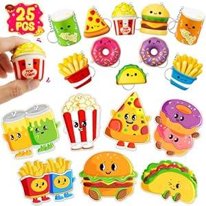 Hodurgyi 25 Pack Kids Cute Food Squishy Toys, Squishy Keychains for Easter Egg Stuffers , Classroom Gifts Exchange for Festival Activity, Easter Party Favors Supply, School Award, Birthday Gifts