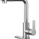Kitchen Faucets, Brushed Nickel Kitchen Faucet with Pull Down Sprayer and Deck Plate, Stainless Steel Commercial Utility Kitchen Faucets for Sink 3 Hole for Bar Rv Camper Laundry Outdoor Farmhouse