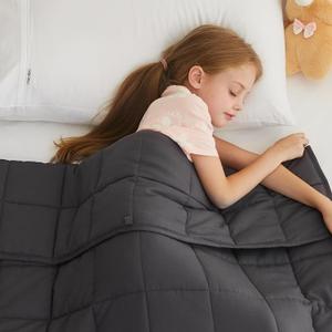 L'AGRATY Weighted Blanket - 40"x60" 10lbs Breathable Weighted Heavy Blanket Microfiber Material with Glass Beads or All-Season Summer Fall Winter (Dark Grey)