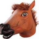 MOLEZU Horse Head Mask for Adult, Brown Horse Head Latex Animal Mask, Novelty Halloween Costume for Masquerade Party.