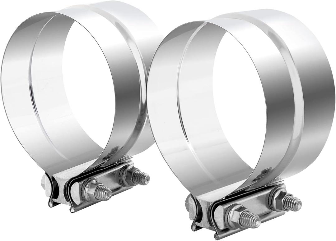5.0 inch Exhaust Clamp, 5 Inch Lap Joint Exhaust Band Clamp Sleeve Coupler Stainless Steel (2Pcs)