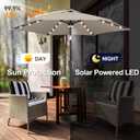 FLAME&SHADE 7.5 FT Solar Light Patio Umbrella, 24 LED Lights Outdoor Umbrella with Centre Surround Light, Table Umbrella Outdoor Patio for Deck, Pool, Backyard, Garden, UV Protection (Taupe)