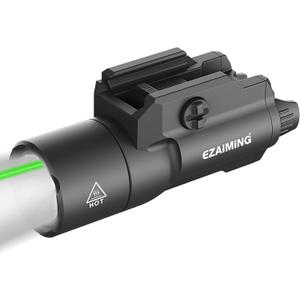 1750 Lumen Tactical Flashlight Laser Combo for Full Size Pistol/Handgun, Momentary/Strobe Function for 1913 Picatinny Rail