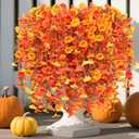 Artificial Fall Hanging Flowers for Outdoors 6pcs Long Vine Fake Fall Flowers Plants for Autumn Decoration, Silk Faux Morning Glory Look Real UV Resistant for Outside Planters Yard Patio Porch