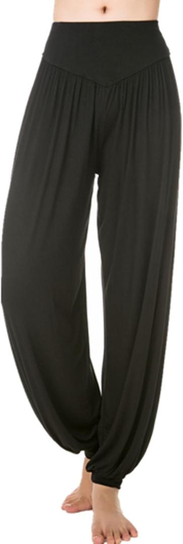 Women's Elastic Soft Modal Yoga Sports Pants Dance Harem Pants (X-Large, Black)
