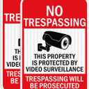 GicnKeuz Large Video Surveillance Signs, 18x12 Inches No Trespassing Sign Private Property Sign,Engineer Grade Reflective Aluminum, Fade Resistant,Indoor or Outdoor Use (2-Pack)