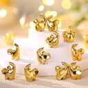 Simgoing 100 Pcs Shiny Mini Elephant Figures Gold Electroplate Elephant Statue Decor Micro Garden Landscape Animal Sculpture Aquarium Hide and Seek Cake Decoration DIY Charms for Party Gift