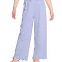 Hvididan Girls Loose Pants Wide Leg Pants for Girls Beach Flowy Palazzo Lounge High Elastic Summer Trousers Size 7 8 Blue