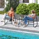 DWVO 3 Piece Patio Furniture Set Outdoor Textilene Bistro Set Modern Porch Furniture Patio Chairs Set of 2 with Coffee Table for Backyard, Lawn, Garden, Balcony, Poolside - Grey