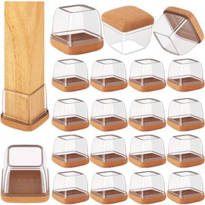 24 Pcs Extra Large Square Chair Leg Floor Protectors, Silicone Chair Leg Protectors for Hardwood Floors, High Elastic Chair Leg Caps, Protect Wooden Floors from Scratching (Fit: 1-2/5" - 1-4/5")