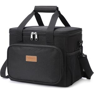 Lifewit Large Lunch Bag, Insulated Lunch Box, Soft Cooler Cooling Tote for Adult Men Women, Black 24-Can (15L)