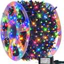 FUNPENY 164FT 500 LED Christmas Indoor Outdoor Decorative String Lights, 8 Modes Waterproof Green Wire LED Fairy Light for Xmas Party Wedding Garden Home Decoration (Multi-Colored)
