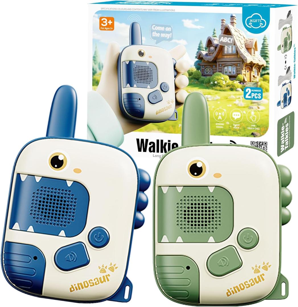 Kids Walkie Talkies Toys for Boys:Dinosaur Toys for 3 4 5 6 7 8 9 Year Old Boys Girls, 2 Pack Walkie Talkies 2 Way Radio Toy for 3-12 Year Old Boy Girl Age 3-6, Christmas Birthday Gifts Outdoor Game