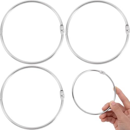 DC,CLISENCE 3 Pack 4 Inch Loose Leaf Binder Rings, Nickel Plated Metal Book Rings for Index Cards Keys, Easy to Open and Close Heavy Duty Keychain Circle Clips for Office Home DIY- Silver, Missing pcs
