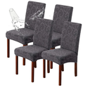 Search Chair Covers Stretch Parsons Chair Slipcovers for Dining Room Kitchen Chair Protector Cover, Removable, Washable (4, Flower Pattern-Dark Gray)