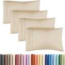 Standard Pillow Cases Set of 4 - Ultra Soft Hotel Quality Pillowcase Covers - Comfy Cozy Bedding for Women, Men, Kids & Teens - Machine Washable Pillow Protectors - 4 Piece Set - Standard Size Wheat