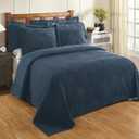 Better Trends 1 Piece Chenille Bedspread King Size 100% Cotton Chenille Bedding Lightweight Classic Stripe Pattern Bedroom Decor Jullian Collection (Teal)