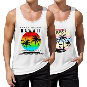 COOFANDY Men's Floral Tank Top Sleeveless Tees All Over Print Casual Sport T-Shirts Hawaii Beach Vacation (Medium)