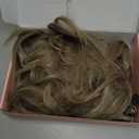 REECHO Hair Extensions, 4PCS Clip in Hair Extensions HE001 Natural Soft Synthetic Hairpieces for Women, Ash Brown with Platinum Blonde Highlights