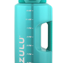 ZULU Goals Large Water Bottle Jug with Time Marker & Handle for All Day Hydration | Silicone Soft Straw with Locking Leak-Proof Lid | For Gym, Camping, Workout, and Outdoors | BPA-Free | 64oz, 128oz (Aquaviva)