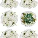 BLOSMON Wedding Flower Centerpieces Decorations: 6 Pcs 15.7" Large White Fake Rose Hydrangea Flowers Ball for Table - Artificial Silk Floral Arrangement Center Pieces for Home Party Event Decor