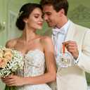 2 x Wedding Gifts-2025 Personalized First Christmas Married Ornament - Mr and Mrs Wedding Gift for Couples, Bridal Shower Gift for Bride & Newlyweds, Crystal Glass Just Married Ornament (White-B)