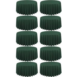 10 Pack Hunter Green Round Tablecloths - 120 Inch, Polyester Table Cover for Round Table, Stain and Wrinkle Resistant Washable Fabric Tableloth, Polyester Tablecloth for Wedding Banquet Parties