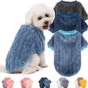 Dog Sweater, 3 Pack Dog Sweaters for Small Dogs or Cats, Girl or Boy, Warm Dog Clothes Shirt Coat for Winter Christmas (Blue, Dark Blue, Grey, Small)