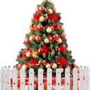 Christmas Tree Fence, 28PCS Thick White Plastic Picket Fence Decorative for Party Wedding Garden Home, Christmas Fence Border Barrier Guard for Puppy Toddlers Baby