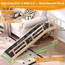 59" Wooden Dog Ramp with Platform & Wheels Gentle Slope Non-Slip for Bed