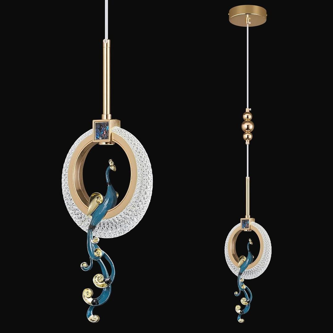 Modern Gold Pendant Light Acrylic Chandelier Dining Room Light Fixture Adjustable Hanging Ceiling Light Fixture for Kitchen Island Dining Room Living Room