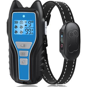 Dog Training Collar with Remote, Waterproof IPX7 E Collar for Dogs, Beep and Vibration Modes, Safe and Humane Training, 2000FT Range, Rechargeable, Fits Small Medium Large Dogs 15–120 lbs (Blue)