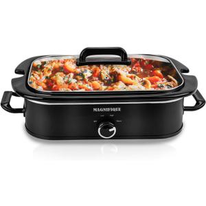 4-Quart Slow Cooker with Casserole Manual Warm Setting - Perfect Kitchen Small Appliance for Family Dinners, Dishwasher Safe Crock, Black