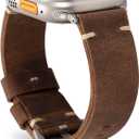 Handmade Double Sided Leather Bands Compatible with Apple Watch Ultra 3/2/1 Band 49mm 46mm 45mm 44mm 42mm 41mm,Men Retro Design Genuine Leather Band For iWatch Series SE 11 10 9 8 7 6 5 4 3 2 1 (Brown/Titanium)