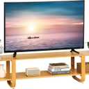 Bamboo TV Stand for TVs up to 65", Accent Entertainment Center with Storage, Media Console Table with Shelf, Modern TV Stand for Living Room, Bedroom, 55"(L), Burlywood