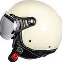 Yesmotor 3/4 Motorcycle Helmets Retro Open Face Vespa Scooters Helmet with Clear Visor for Men and Women- DOT Approved, Medium, White