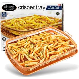 Gotham Steel Large Air Fryer Basket for Oven, 2 Pc Oven Air Fryer Basket and Tray Pan Great for Baking & Crispy Foods, Dishwasher Safe  XXL 16.5 x 12.5