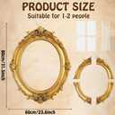 Large Photo Booth Props 32 x 24 Inch Gold Picture Selfie Frame Vintage Photo Round Frame Creative Friends Party Selfie Props Corrugated Plastic Accessories for Wedding Birthday Bachelorette Supplies