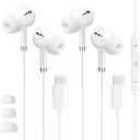 USB C Headphones for iPhone 17 16 15, Wired Earbuds with Mic & Remote Control, Nosie Cancelling for Apple Headphones with 3 Size Tips, Type C Earphones for Android, Galaxy S25 S24, Pixel 9, 2 Pack