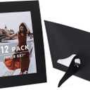 12 Pack Black Paper Picture Frames for 5x7, Acid Free Picture Cardboard Frames with Ivory Core Bevel Cut, Classroom Crafts, Home Decoration