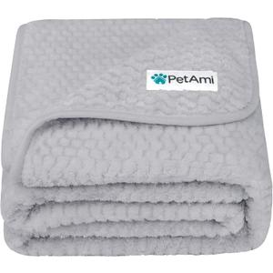 PetAmi Waterproof Dog Blanket, Leakproof XL Pet Blanket for Large Dogs, Furniture Sofa Couch Cover Protector, Fleece Cat Throw Bed Crate Kennel, Reversible Washable Soft Plush, Twin 60x80 Light Gray